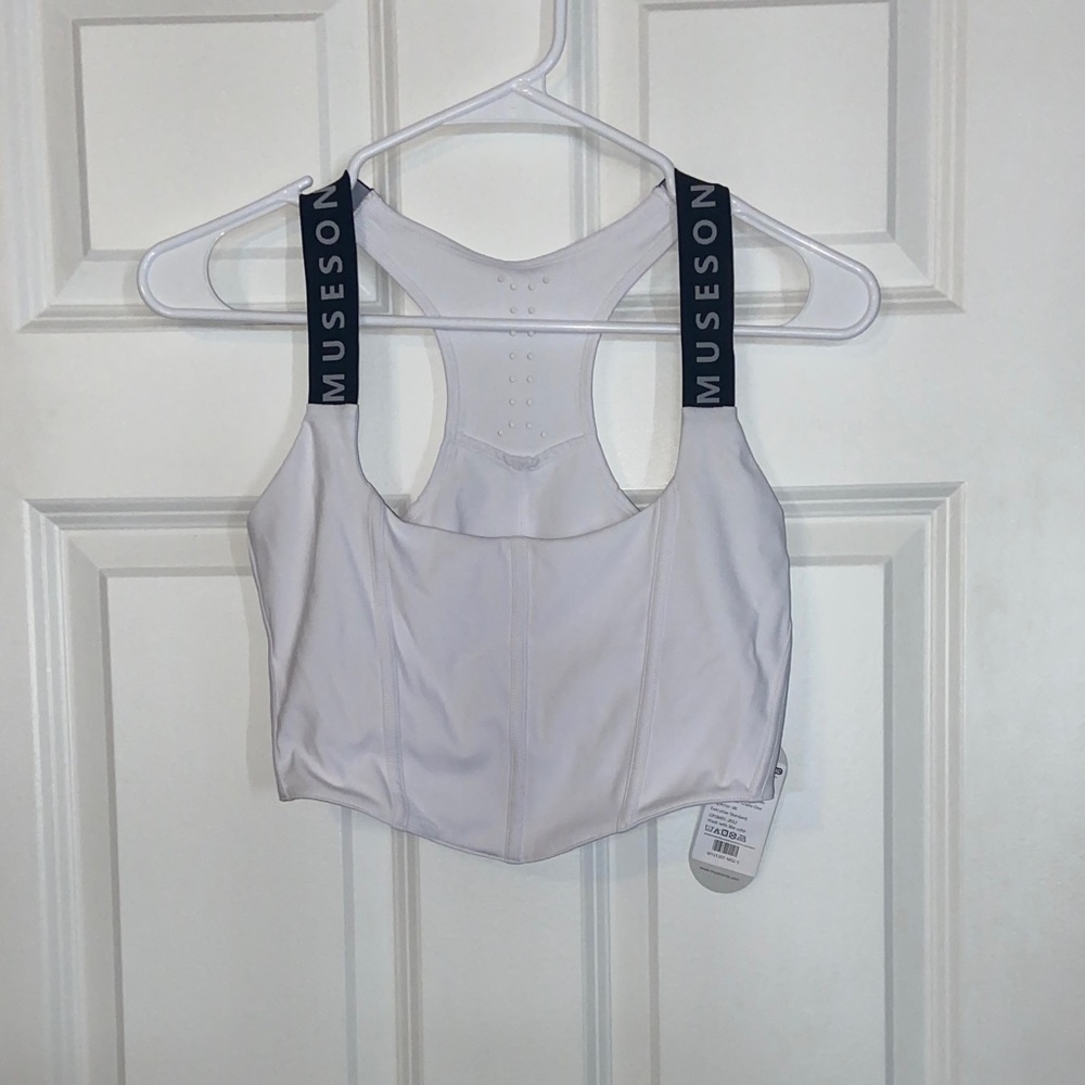 Women's White Sports Bra with Black Straps
